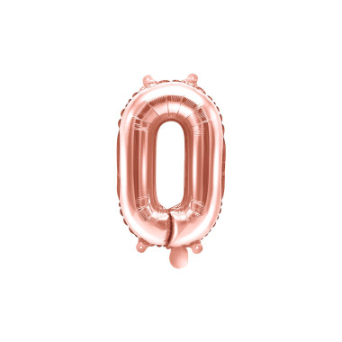 Pallone numero 0 mylar foil Rose Gold 35 cm compleanno alluminio PartyDeco
