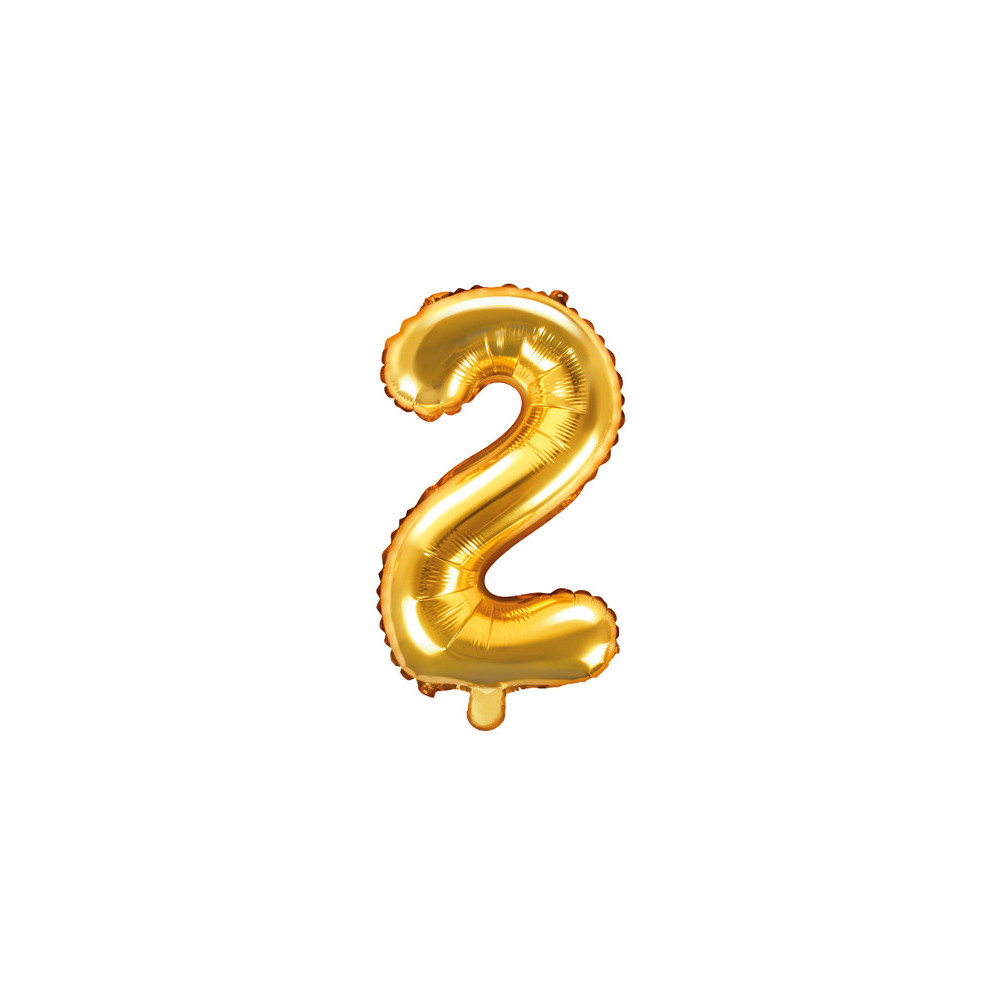 Pallone numero 2 mylar foil Oro 35 cm compleanno alluminio PartyDeco Pallone numero 2 mylar foil Oro 35 cm compleanno alluminio PartyDeco