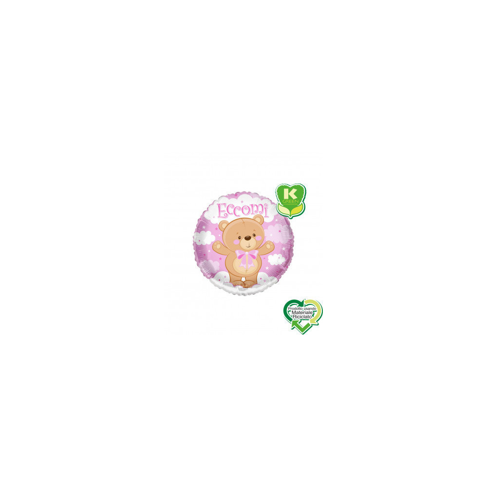 Mylar Eccomi Orsacchiotto Rosa Tondo K-Green 18" 1 pezzo Kaleidoscope Mylar Eccomi Orsacchiotto Rosa Tondo K-Green 18" 1 pezzo Kaleidoscope
