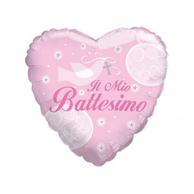Palloncino Mylar Il mio Battesimo Rosa Cuore 18"  1 pezzo Kaleidoscope