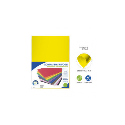 Foglio di Gomma Eva NON adesiva 40 x 60 da 2 mm colore GIALLO moosgummi