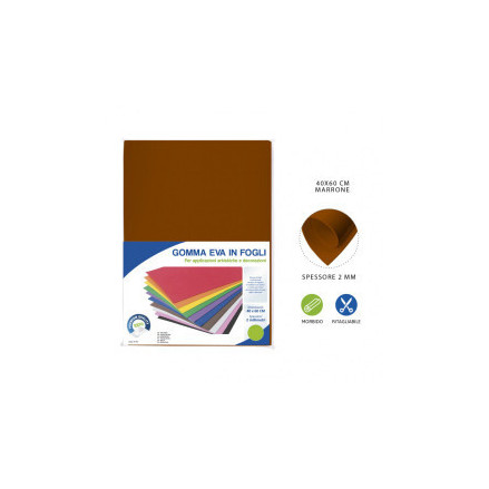 Foglio di Gomma Eva NON adesiva 40 x 60 da 2 mm colore marrone fommy