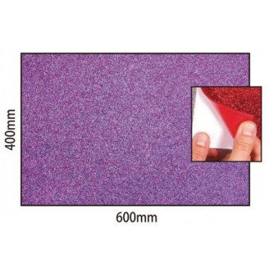 Fogli di fommy Gomma Eva Glitterata 60x40 NON adesiva  colore Violetto spessore 2 mm