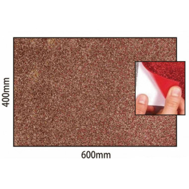 Fogli di fommy Gomma Eva Glitterata 60x40 adesiva  colore Marrone spessore 2 mm