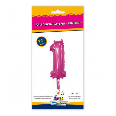 Numeri in Mylar 14" - 35 cm colore Fuxia 1 pezzo con valvola rocca fun factory