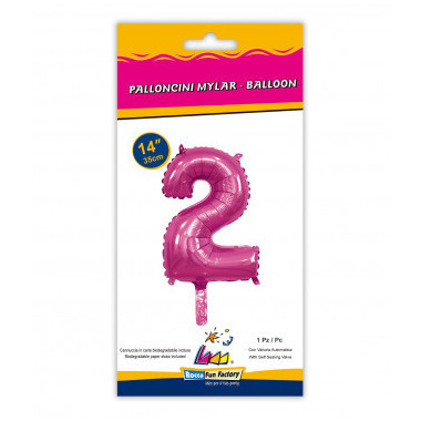 Numeri in Mylar 14" - 35 cm colore Fuxia 1 pezzo con valvola rocca fun factory