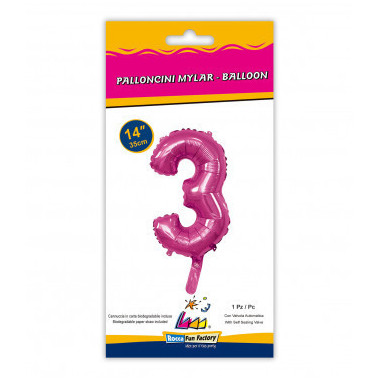 Numeri in Mylar 14" - 35 cm colore Fuxia 1 pezzo con valvola rocca fun factory