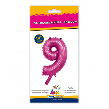 Numeri in Mylar 14" - 35 cm colore Fuxia 1 pezzo con valvola rocca fun factory
