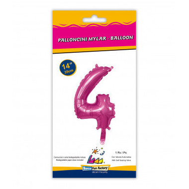 Numeri in Mylar 14" - 35 cm colore Fuxia 1 pezzo con valvola rocca fun factory