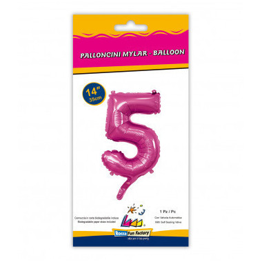 Numeri in Mylar 14" - 35 cm colore Fuxia 1 pezzo con valvola rocca fun factory