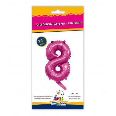 Numeri in Mylar 14" - 35 cm colore Fuxia 1 pezzo con valvola rocca fun factory