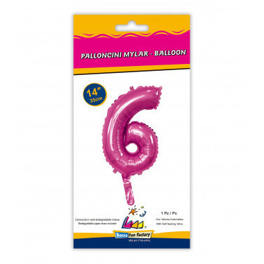 Numeri in Mylar 14" - 35 cm colore Fuxia 1 pezzo con valvola rocca fun factory