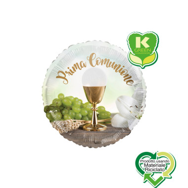 Mylar Prima Comunione Uva Gigli Tondo K-Green 18" 1pz pallone tavolo