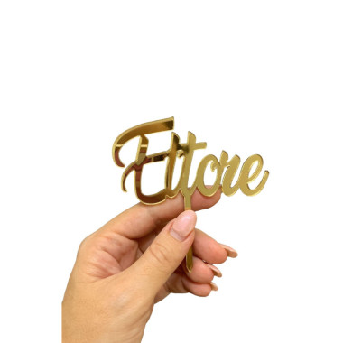 Cake Topper in plexiglass oro specchiato personalizzato con scritta o nome per la tua torta