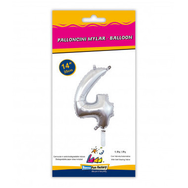 Mylar VARI NumerI Argento Mini 14"- 35cm con valvola conf. 1pz rocca fun factory