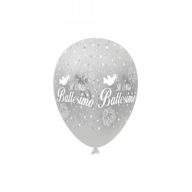 Pall. 11"/12" trasp. 57 st. bianca globo Il Mio Battesimo rocca fun factory