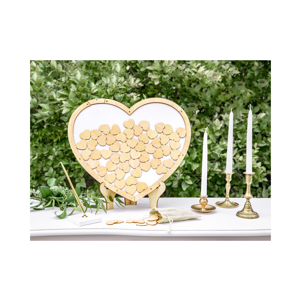 Guest book cuore di legno con cuoricini per gli ospiti del tuo matrimonio