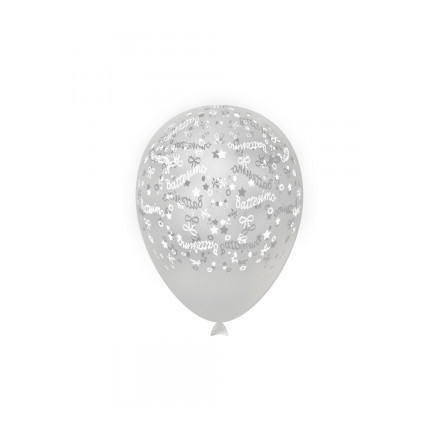 Pall. 11"/12" trasp. 57 st. bianca globo Battesimo rocca fun factory