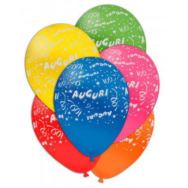 Palloncini 11"/12" ass. st. bianca globo Auguri rocca fun factory compleanno