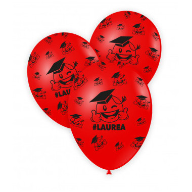 Palloncini 11"/12" Rosso 28 st. nera globo Laurea  rocca fun factory
