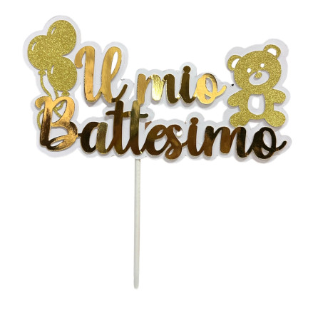 Cake Topper "Il mio Battesimo" oro 17 cm circa in cartoncino Handmade