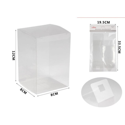 Scatola Pvc trasparente 8X8X12 cm per bomboniere portaconfetti vendita online