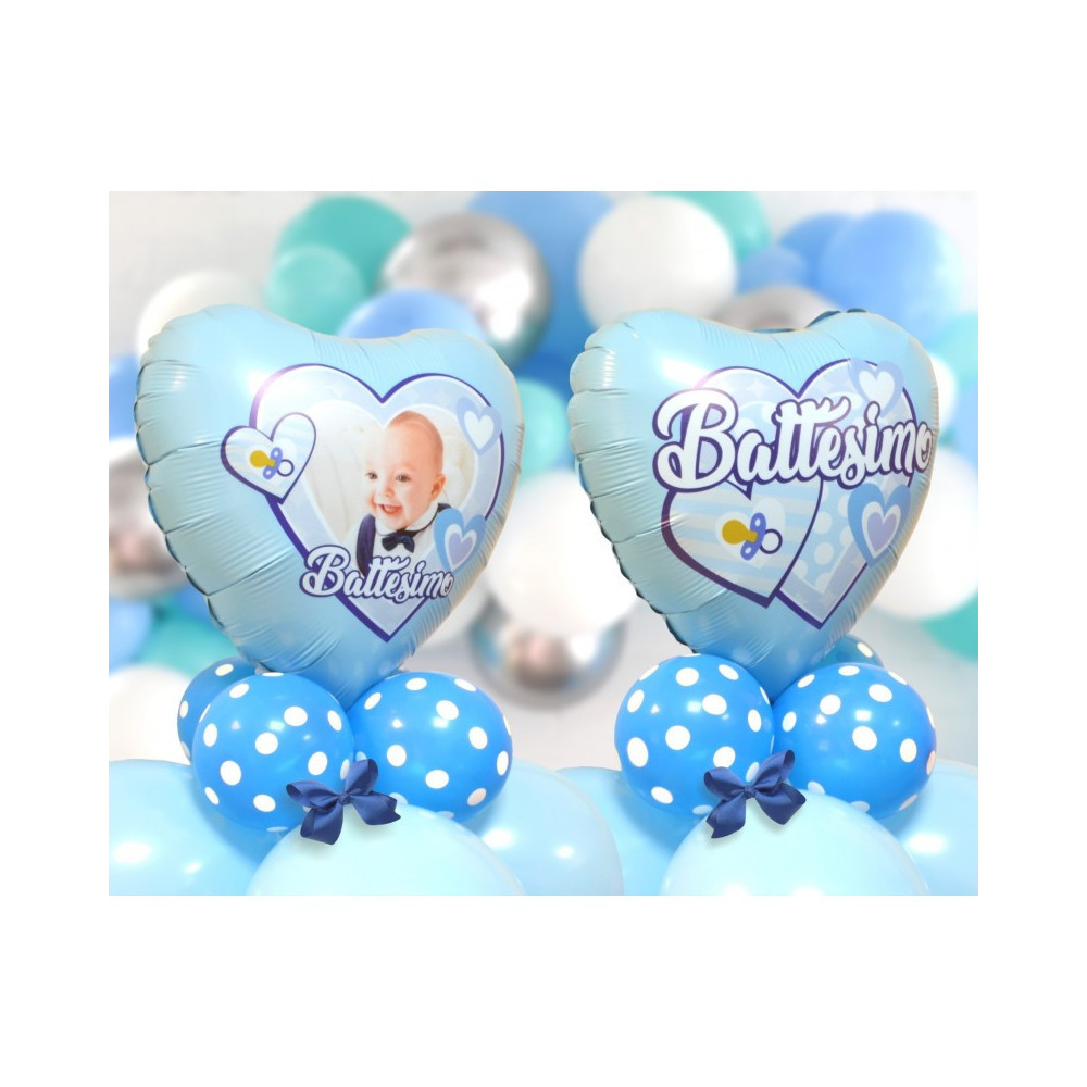 PALLONCINI MYLAR  A TEMA BATTESIMO cattesimo cuori celeste 18 pollici