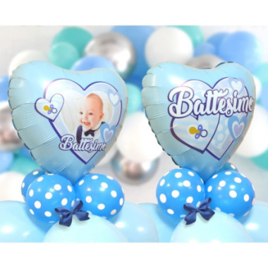 PALLONCINI MYLAR  A TEMA BATTESIMO cattesimo cuori celeste 18 pollici
