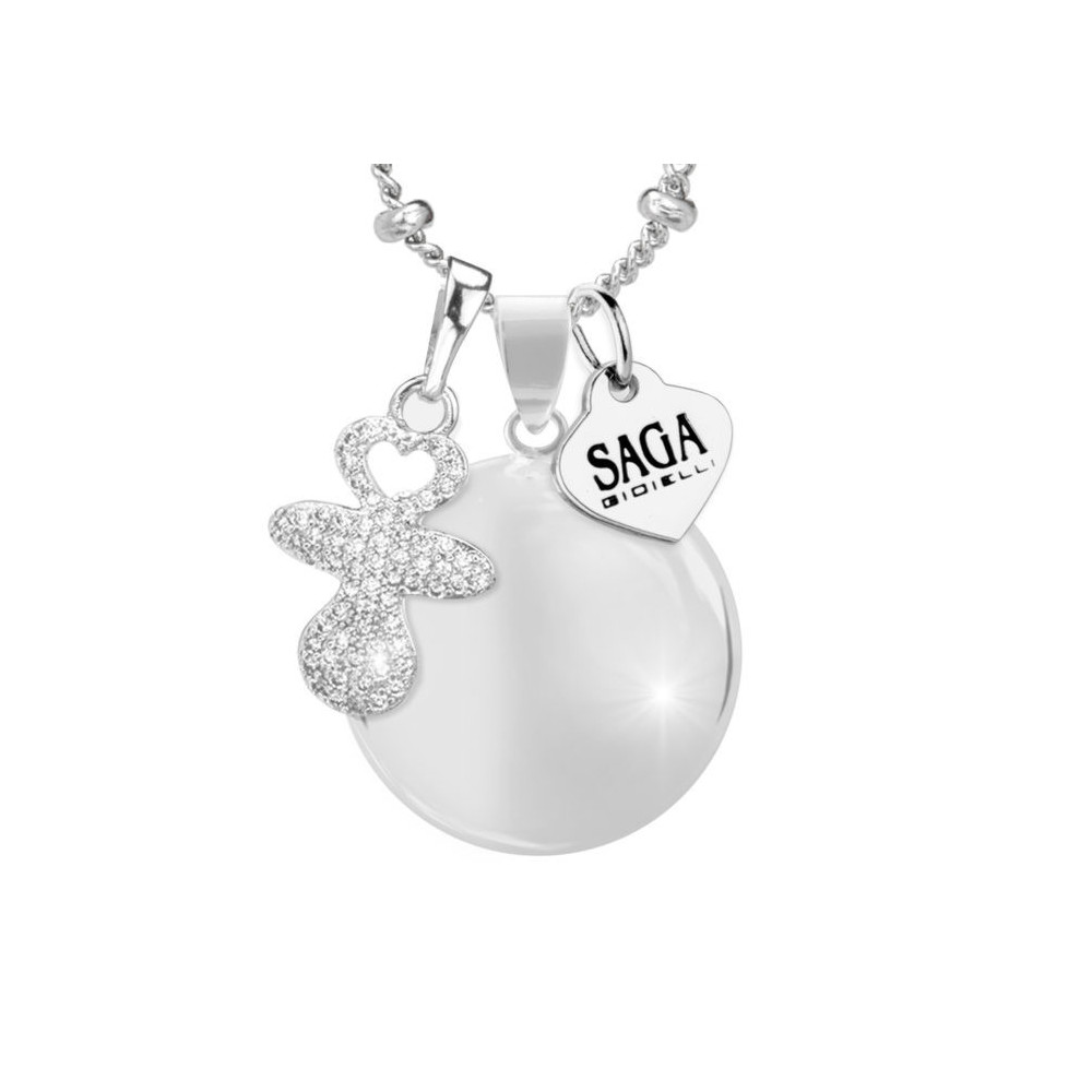 collana gravidanza chiama angeli - bola messicana - argento - sonaglio