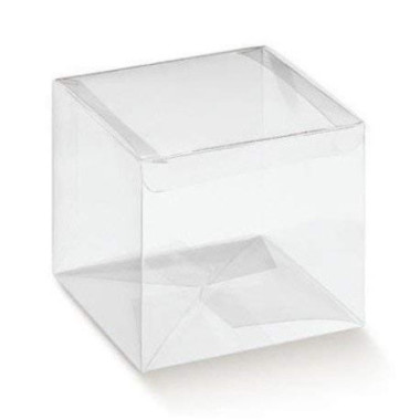 Scatola Pvc trasparente 5x5x5 cm per bomboniere portaconfetti a scatto