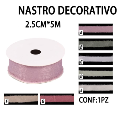 Nastro Chiffon 2,5 cm x 20 mt Rosa Sfrangiato elegante per bomboniere