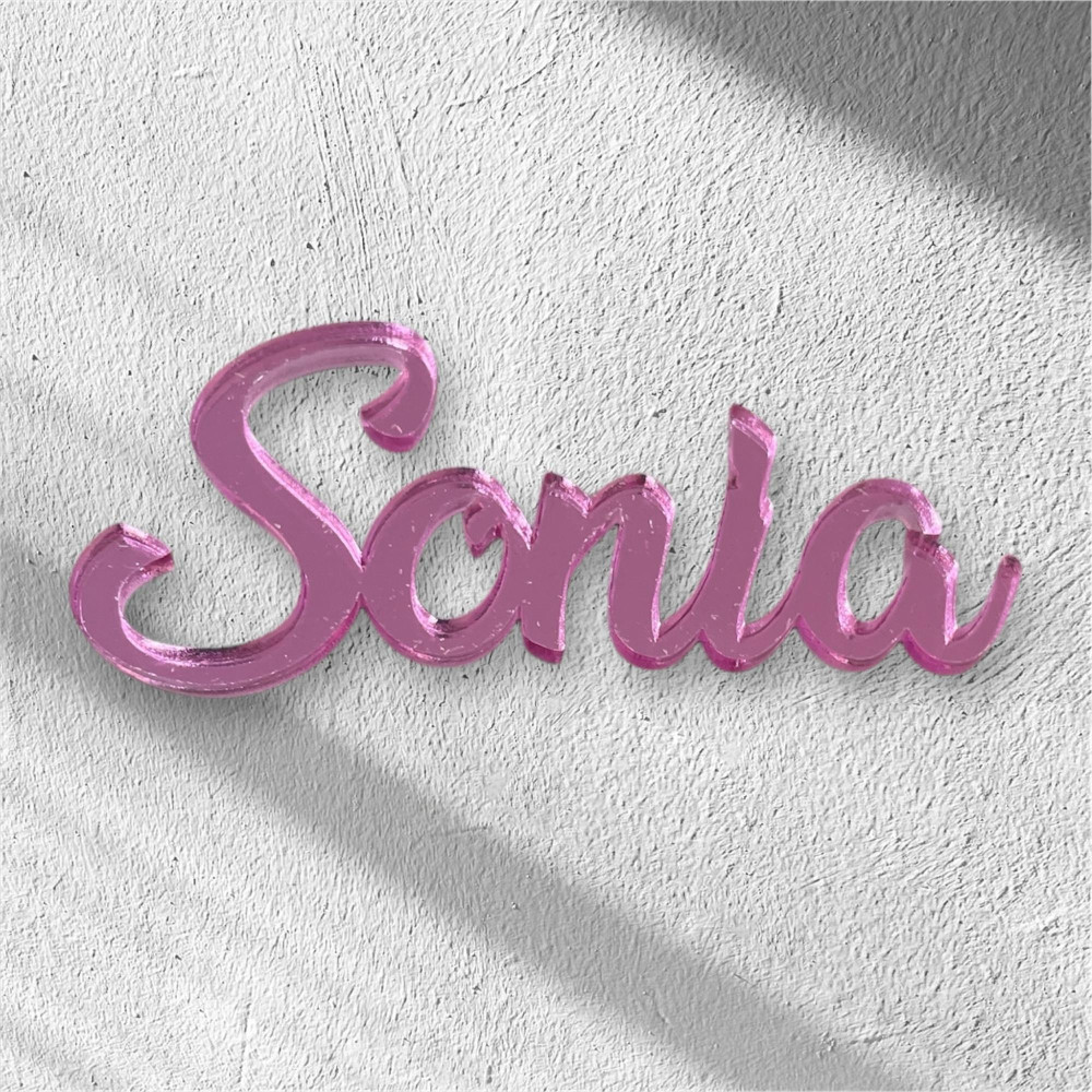NOME IN plexiglass oro specchiato personalizzato con scritta o nome per la tua torta SENZA PIEDE