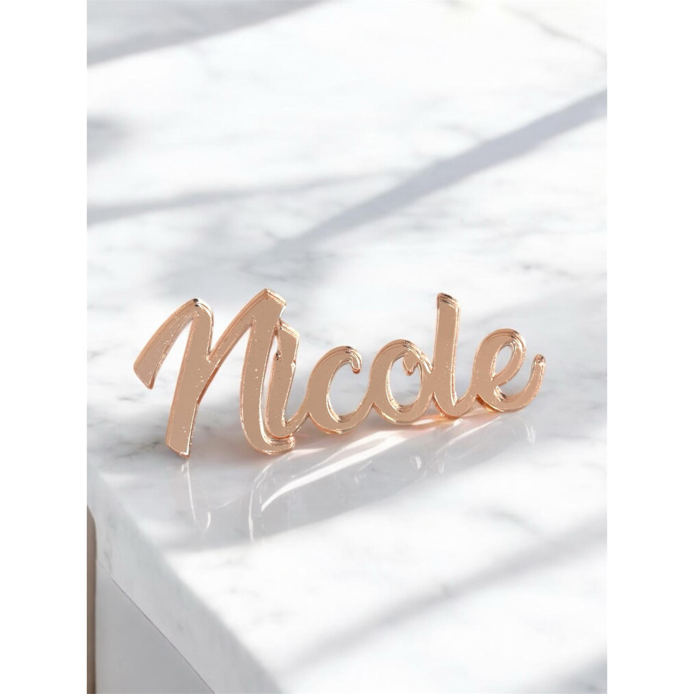 NOME IN plexiglass oro specchiato personalizzato con scritta o nome per la tua torta SENZA PIEDE