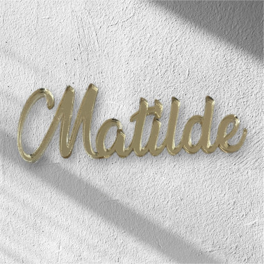 NOME IN plexiglass oro specchiato personalizzato con scritta o nome per la tua torta SENZA PIEDE