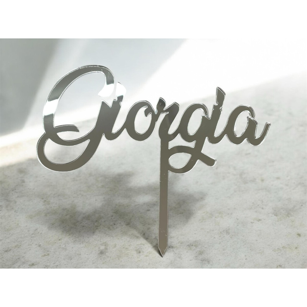 Cake Topper in plexiglass oro specchiato personalizzato con scritta o nome per la tua torta