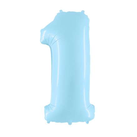Mylar Numero 1 Celeste Pastello Mega 40" - 101cm Rocca Fun Factory