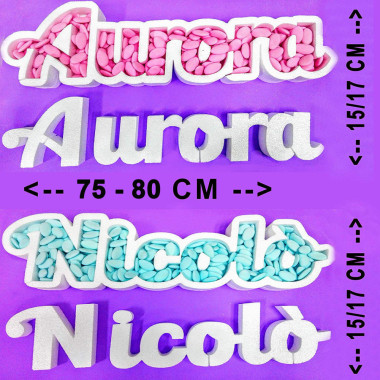 Porta confetti in polistirolo personalizzabile con nome compleanno, battesimo, nascita, comunione, matrimonio